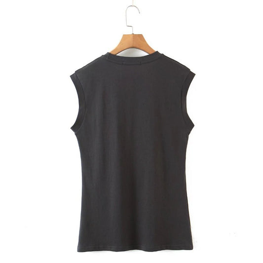 Spring New Women's Sun Flower Print Sleeveless T-Shirt