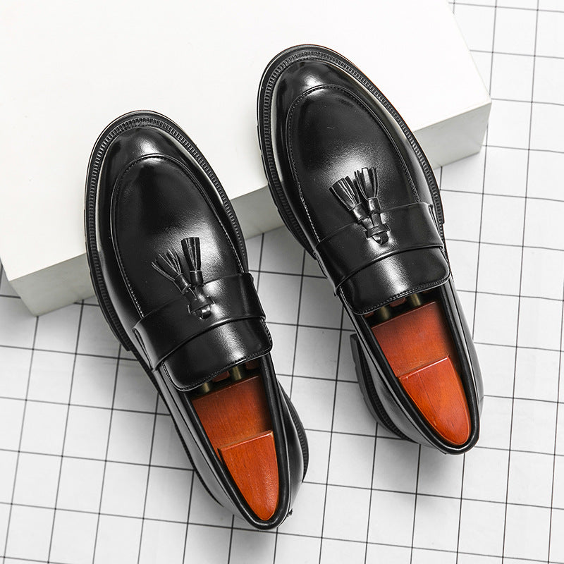 Brogue Business Casual Lædersko til Mænd Komfortable Åndbare Tassel Slip-on Loafers til Mænd