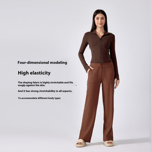 Short Stand Collar Yoga Clothes Coat Women's Sports Cardigan Jacket