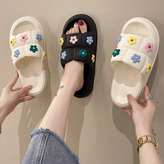Household Indoor Soft Sole Thick Cute Flower Slippers Female
