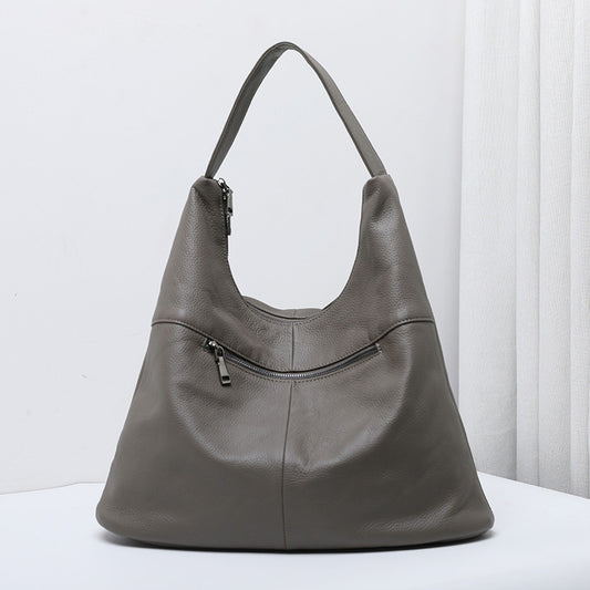 Large Capacity Soft Leather Versatile Leisure Bucket Bag