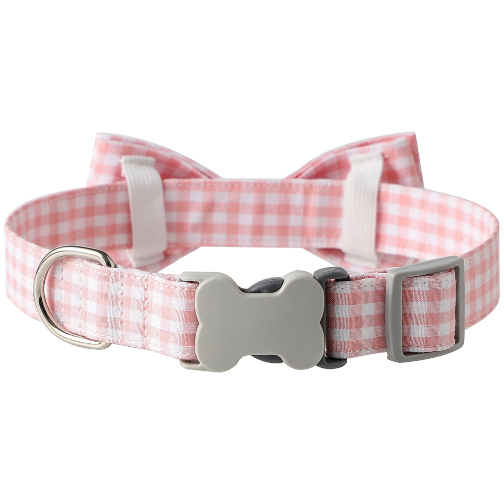 Checkered Dog Collar And Bow Tie In Multiple Colors