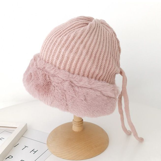 Plush Stitching Ear Woolen Cap Children