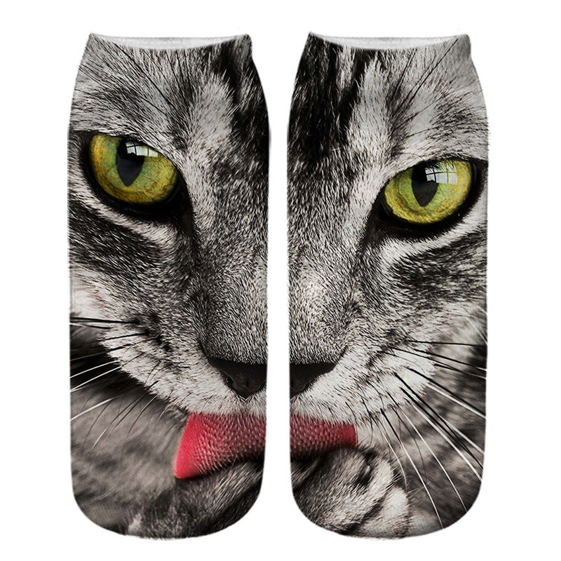 Cat Eye 3D Printing Heat Transfer Short Socks