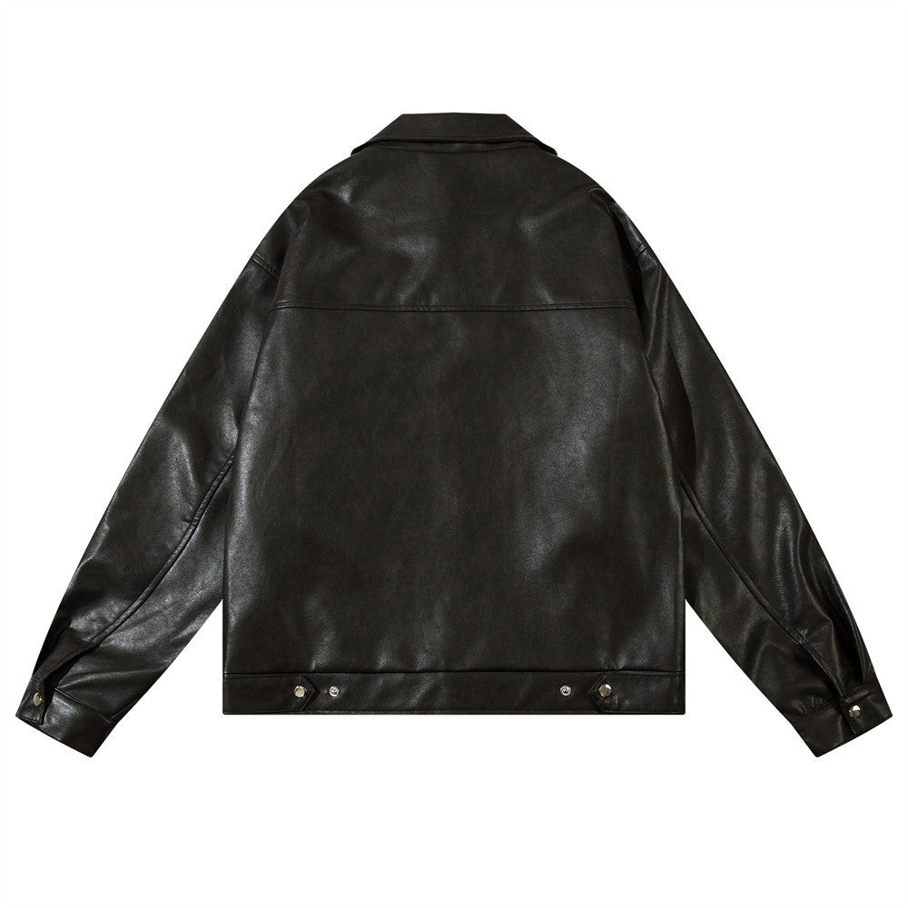 Lapel PU Leather Coat Men's Spring And Autumn