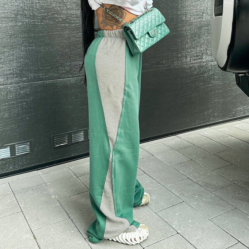 Street Fashion Color Contrast Loose Sweatpants Women's Casual Pants