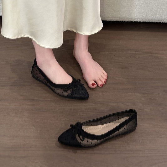 Spring Autumn New Arrival, Women Hollow Polka Dot Flat Loafers, Fairy Style Slip-on Outdoor Casual Shoes, Versatile Work Driving Moccasins