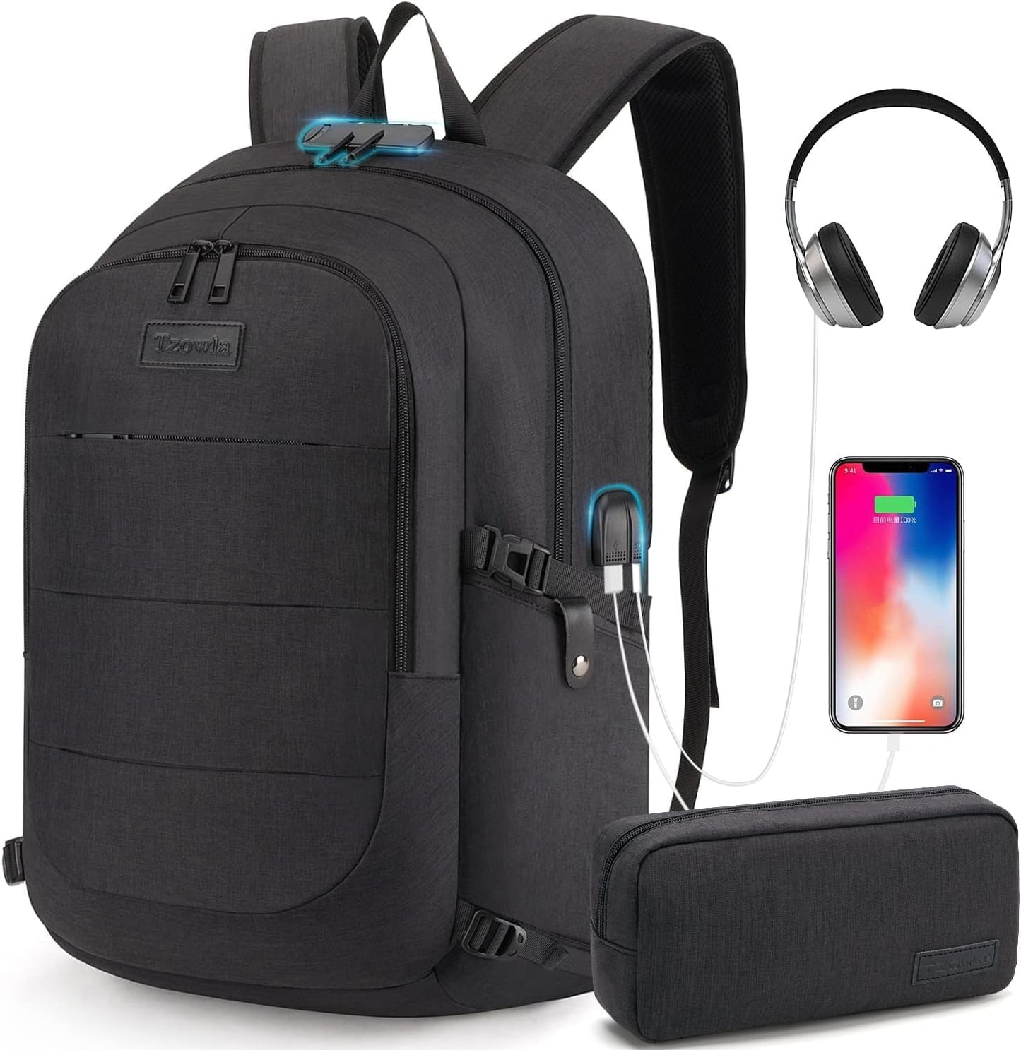 Laptop Backpack,Backpack for Men & Women,Slim Durable Water Resistant Anti-Theft Travel Backpack with USB Charging/Headphone Port and Lock 15.6 Inch Computer Backpacks Gift-Glod