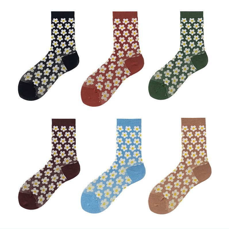 Double Needle Hyuna Style Flower Socks
