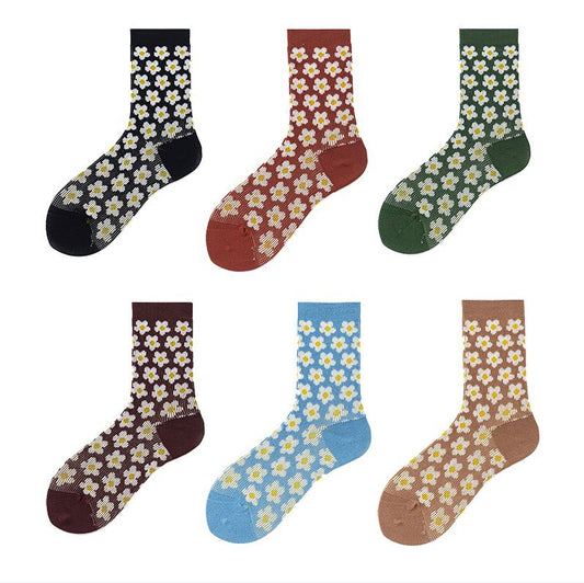 Double Needle Hyuna Style Flower Socks
