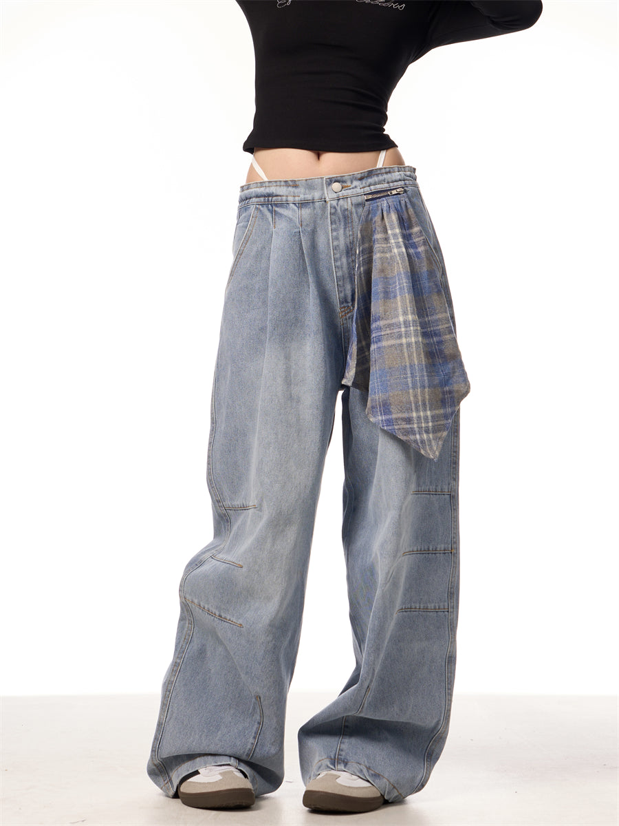 Retro Machete Lynlås Aftagelig Firkantet Tørklæde Profil Jeans