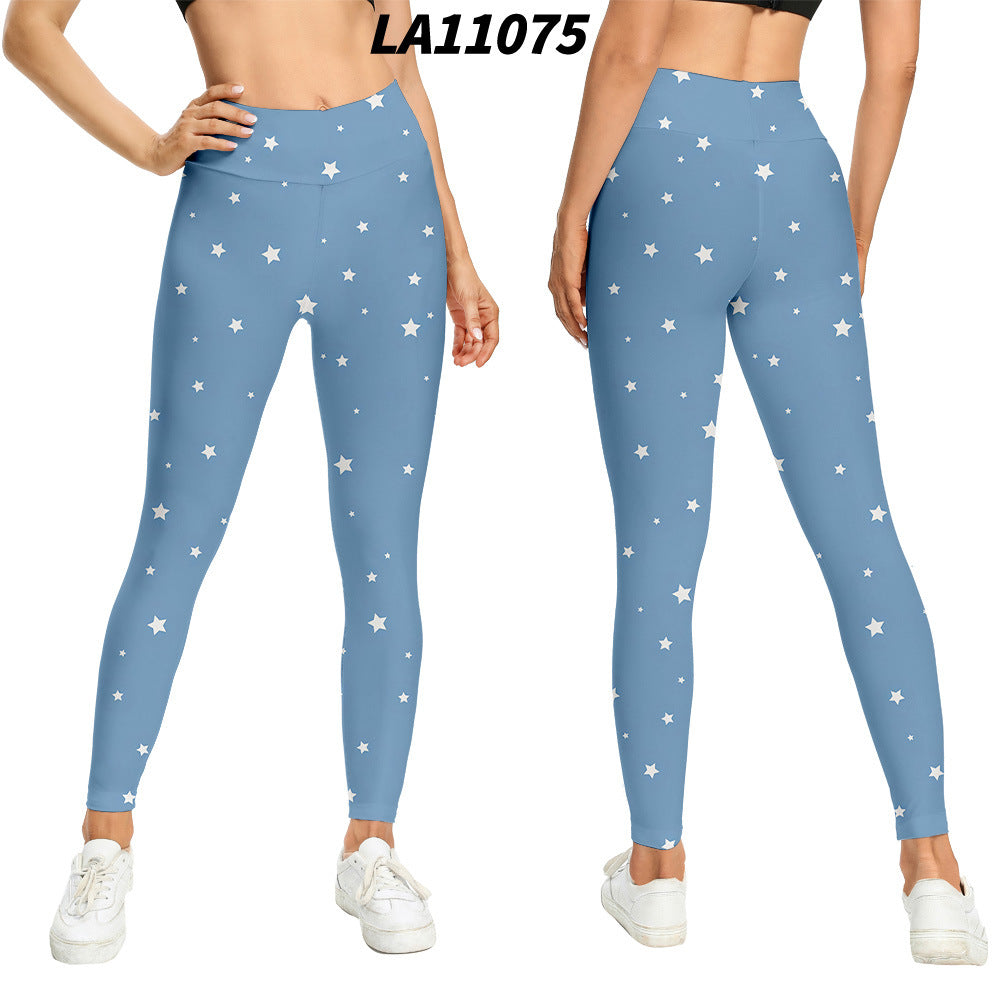 Women's Floral Print High-waist Buttocks Tights