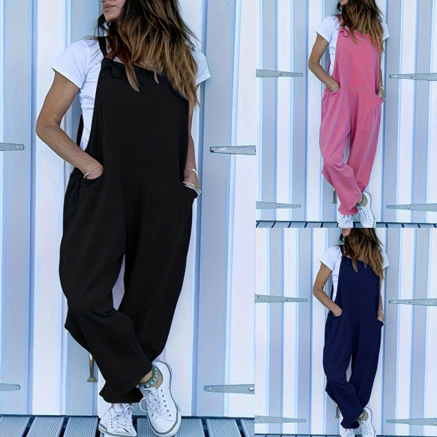 Women's Loose Sleeveless Workwear Camisole Jumpsuit