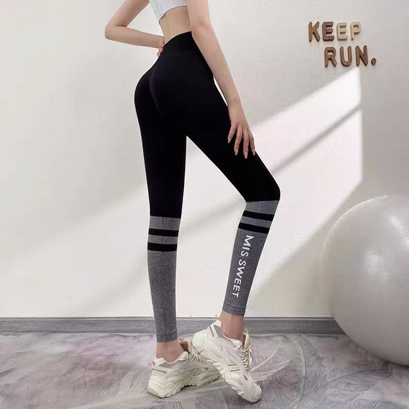 Bogstav Hofte Fitness Træningsbukser Cropped Leggings