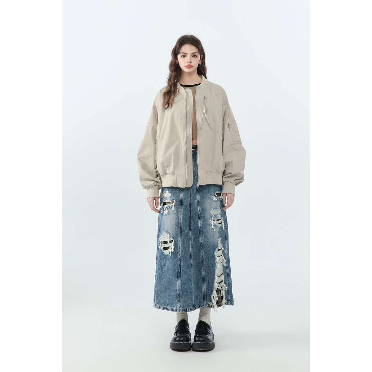 Women's Loose Baseball Collar Coat