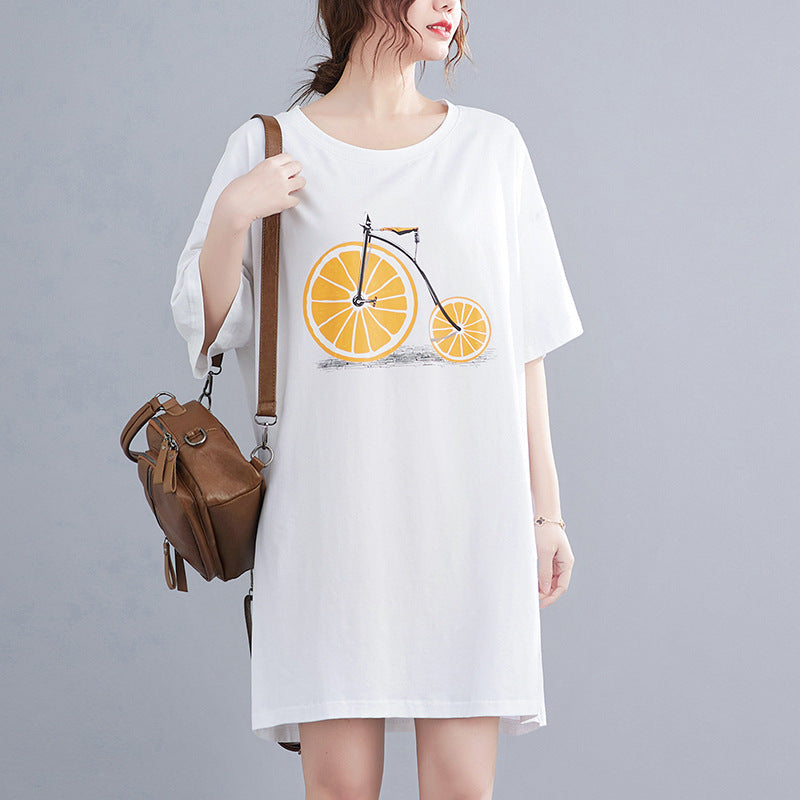 Plus Size Dame-bh'er 160 Løs Rund Hals Print