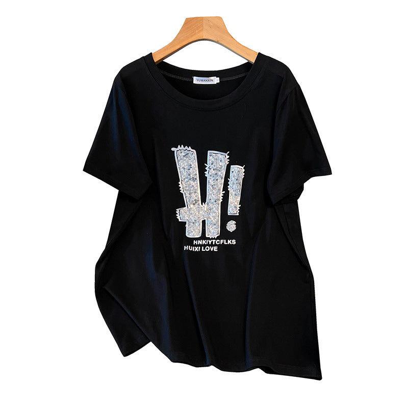 Round Neck New Plus Size Slimming Short Sleeve T-shirt For Women