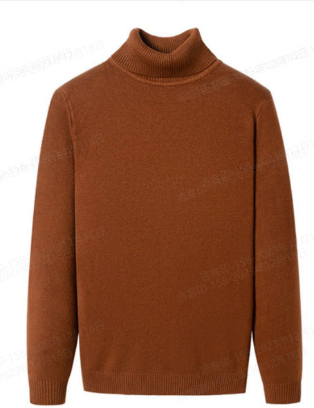 Men's Fleece-lined Thick High-neck Slim-fit Knitted Sweater
