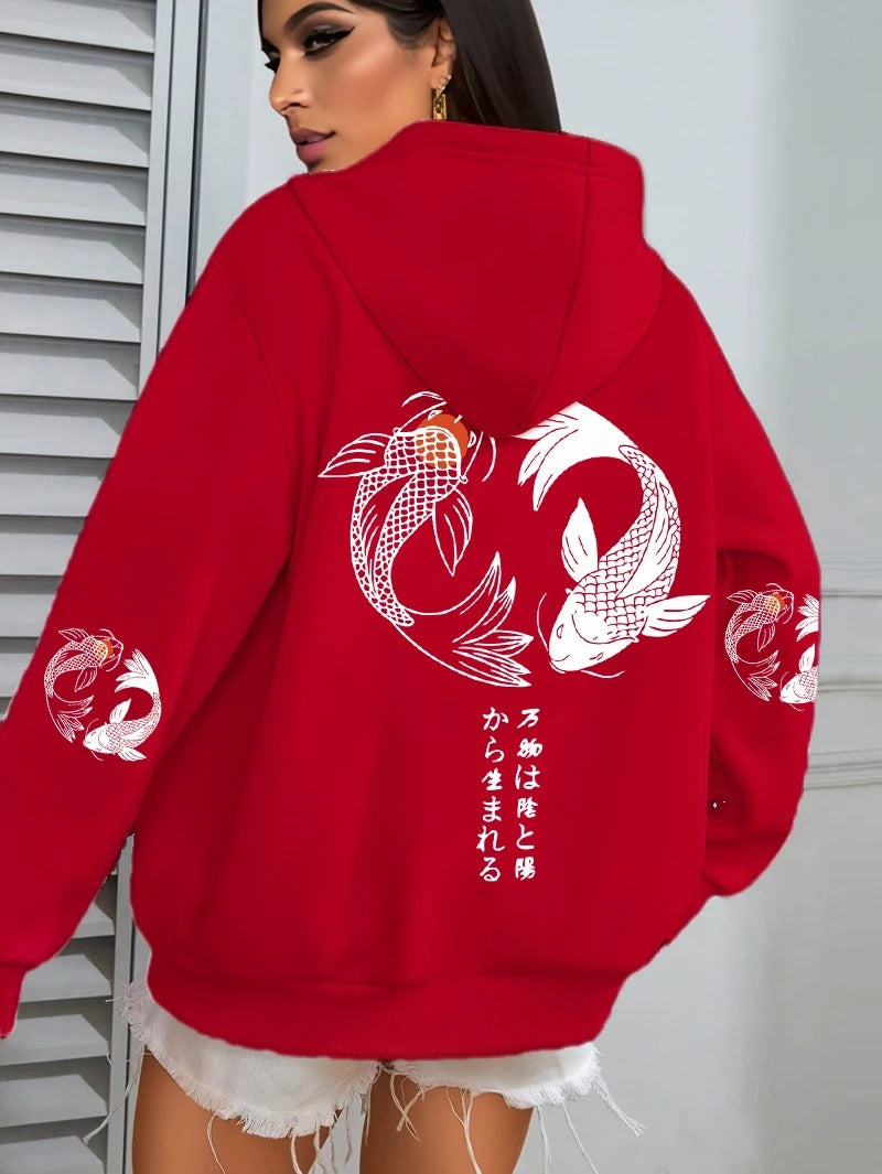 Harajuku Illustration-Print Womens Japanese Mallow Sweatshirt