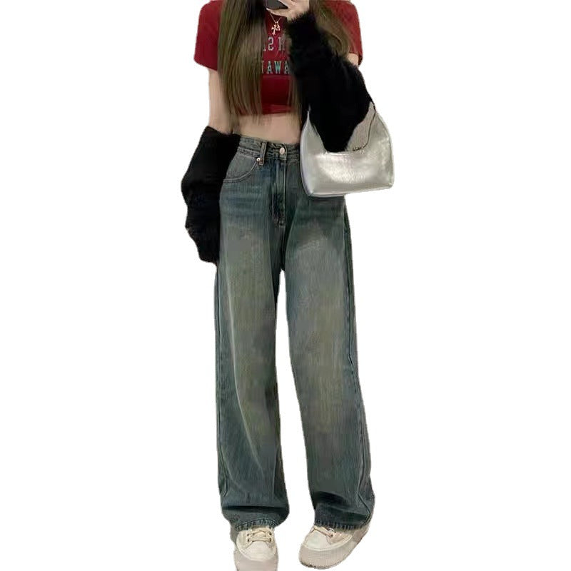 High Waist Wide Leg Pants Straight Jeans