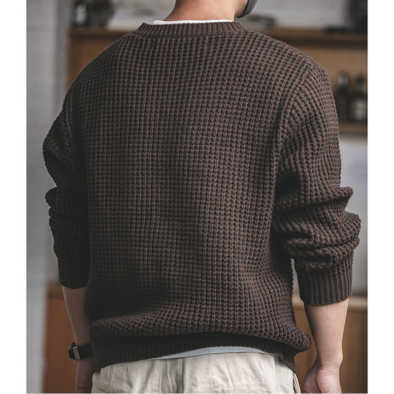 Rundhalset tyk uldsweater strik løs mænd