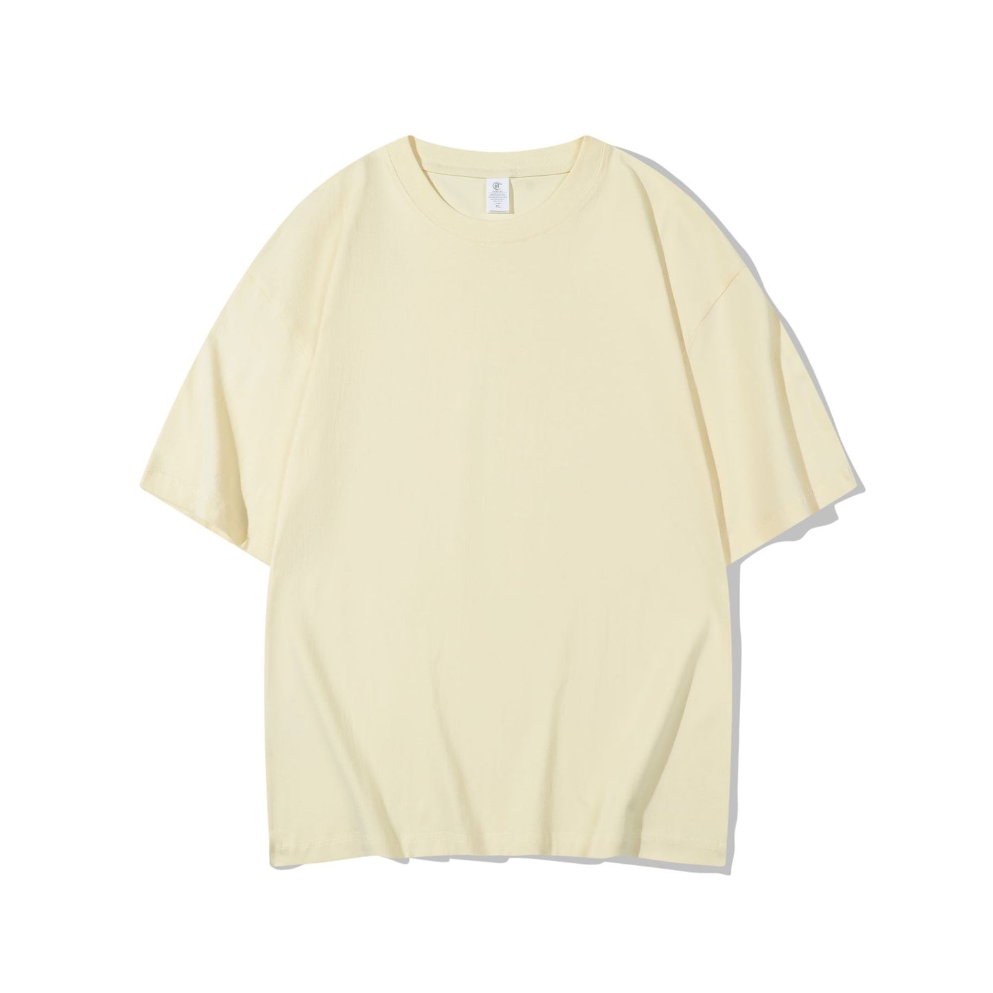 T-shirt i bomuld til mænd, 220g kraftig, ensfarvet, rund hals, korte ærmer