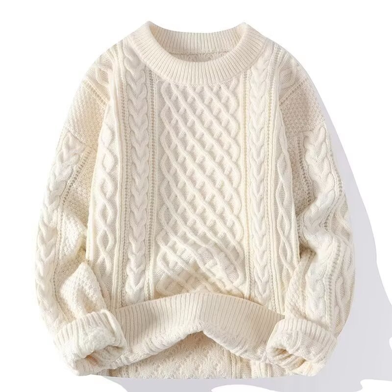 Parrets røde sweater, mænds afslappede tykke hampeblomster strikketøj, frakke, bomuldsstrik, vinteruld