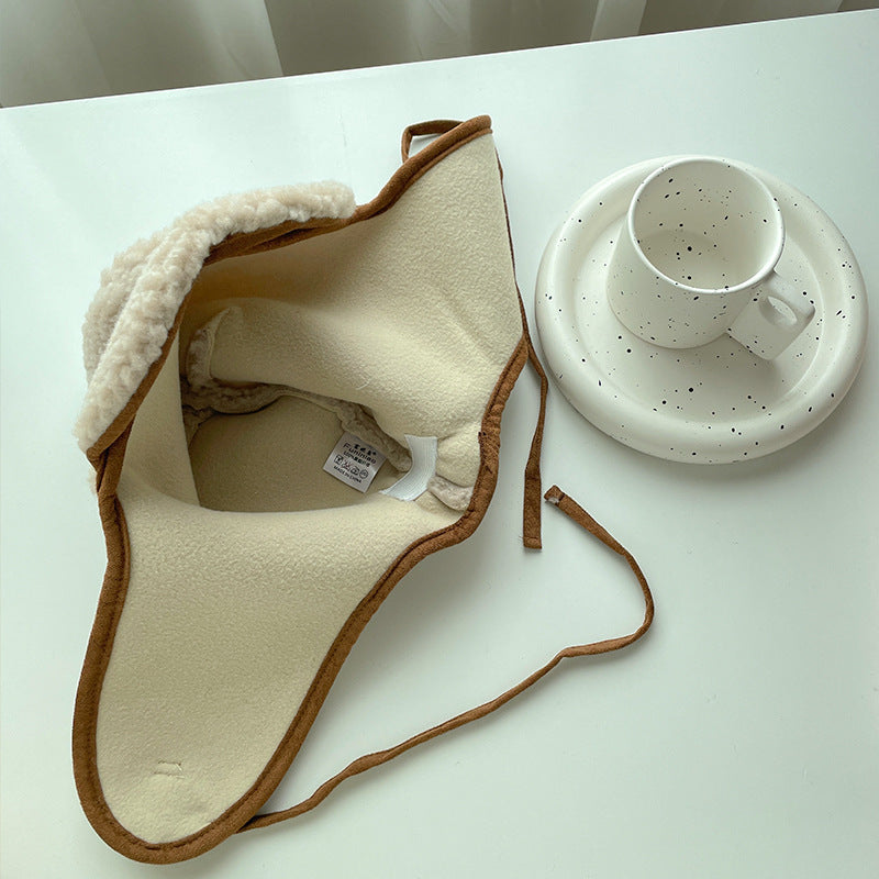 Lamb Wool Warm Ear Protection Cute Plush Bonnet