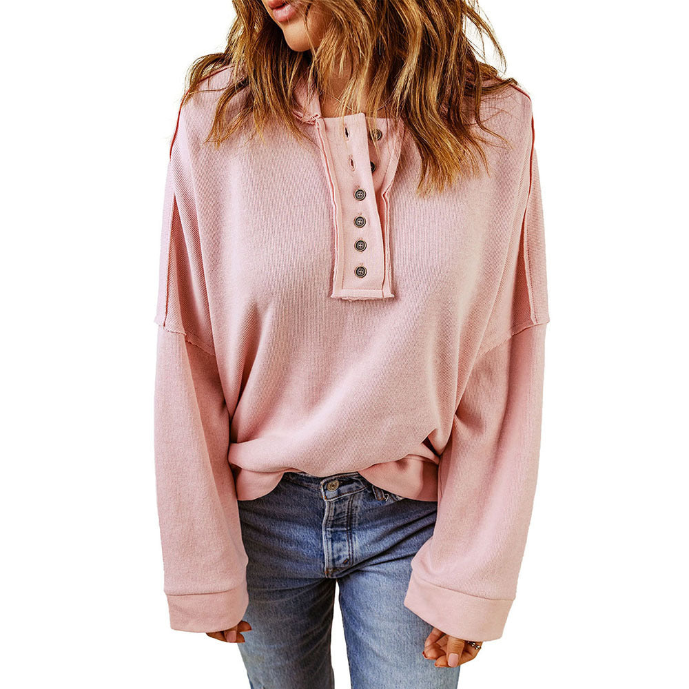 Fritids sweatshirt til kvinder med løs pasform, patchwork, nedfaldne skuldre og lange ærmer, vinter, tyk, ensfarvet hættetrøje