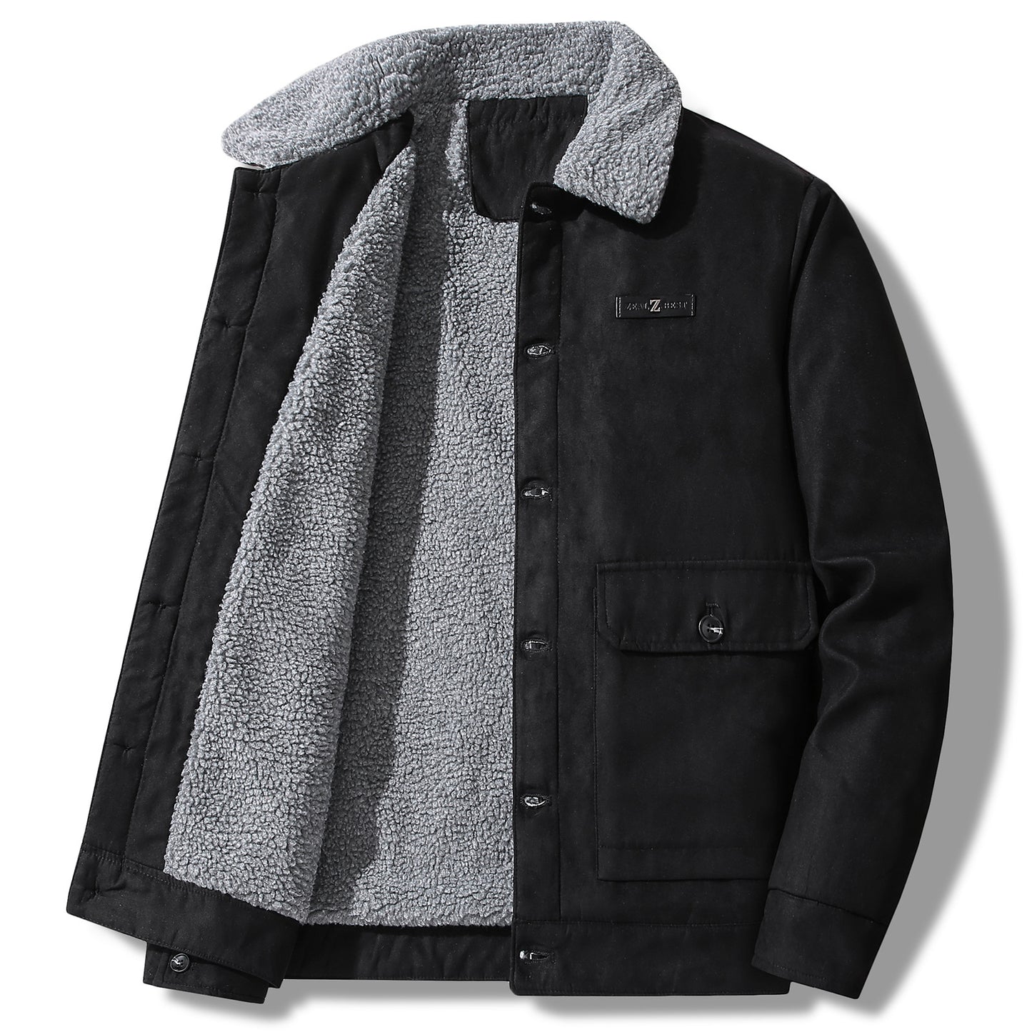 Men's Suede Collar Fleece-lined Thickened Jacket