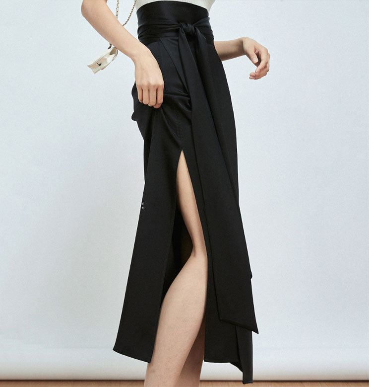 Double Sided Satin Full Arch Needle One Piece Tie Up Skirt