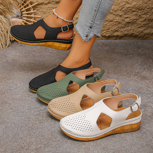 Lightweight Slippers With A Thick Sole And Buckle-strap Design