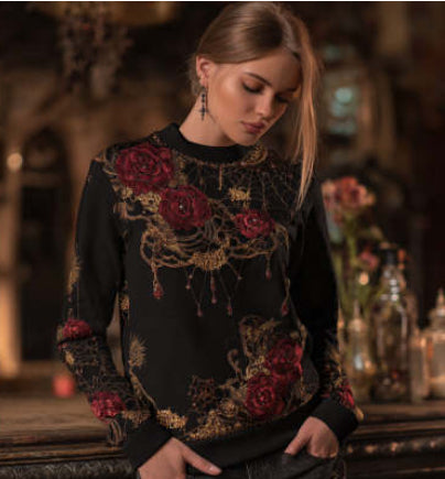 Dame sweatshirt med rund hals til efterår/vinter