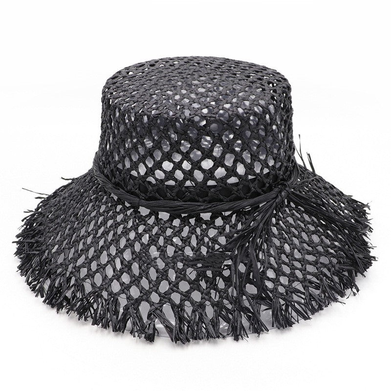 Spring And Summer New Lafite Straw Hat Flat Top Hat Under Collapse Sun Protection Ladies