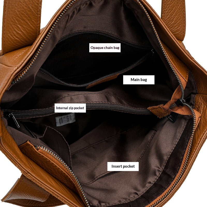 Single-shoulder Bagcrossbody Bag Made Capacity And Soft Leather