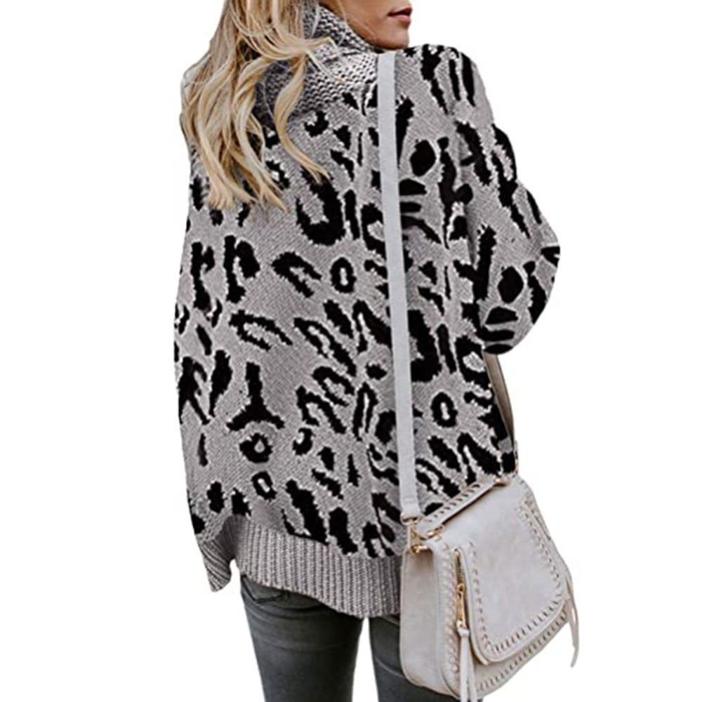 Womens Casual Split-Neck Knitted Sweater With Double Collar