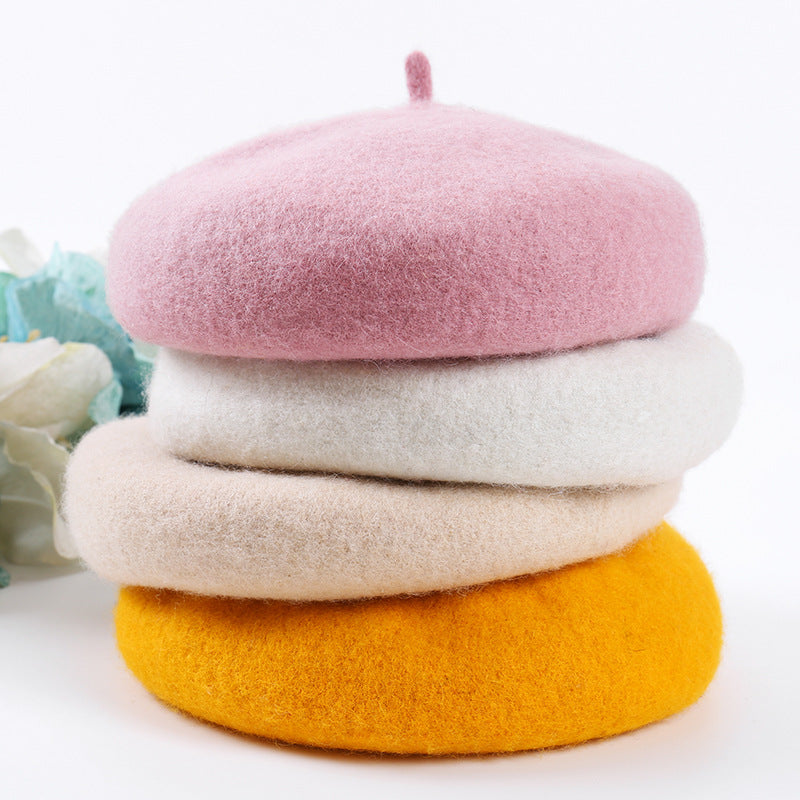 Women's Fashion Casual Solid Color Breathable Wool Tweed Hat