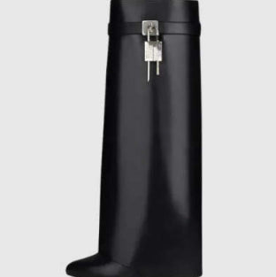 Lock Wedge Female Boots High Heel Pointed Toe