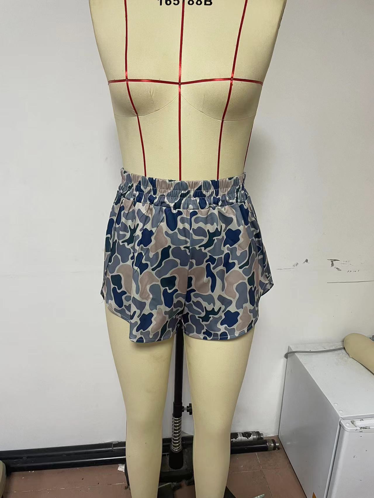 Fashion Women's Elastic Digital Printed Shorts