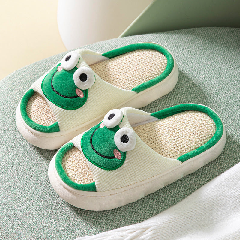 Thick Toe Linen Female PVC Slippers