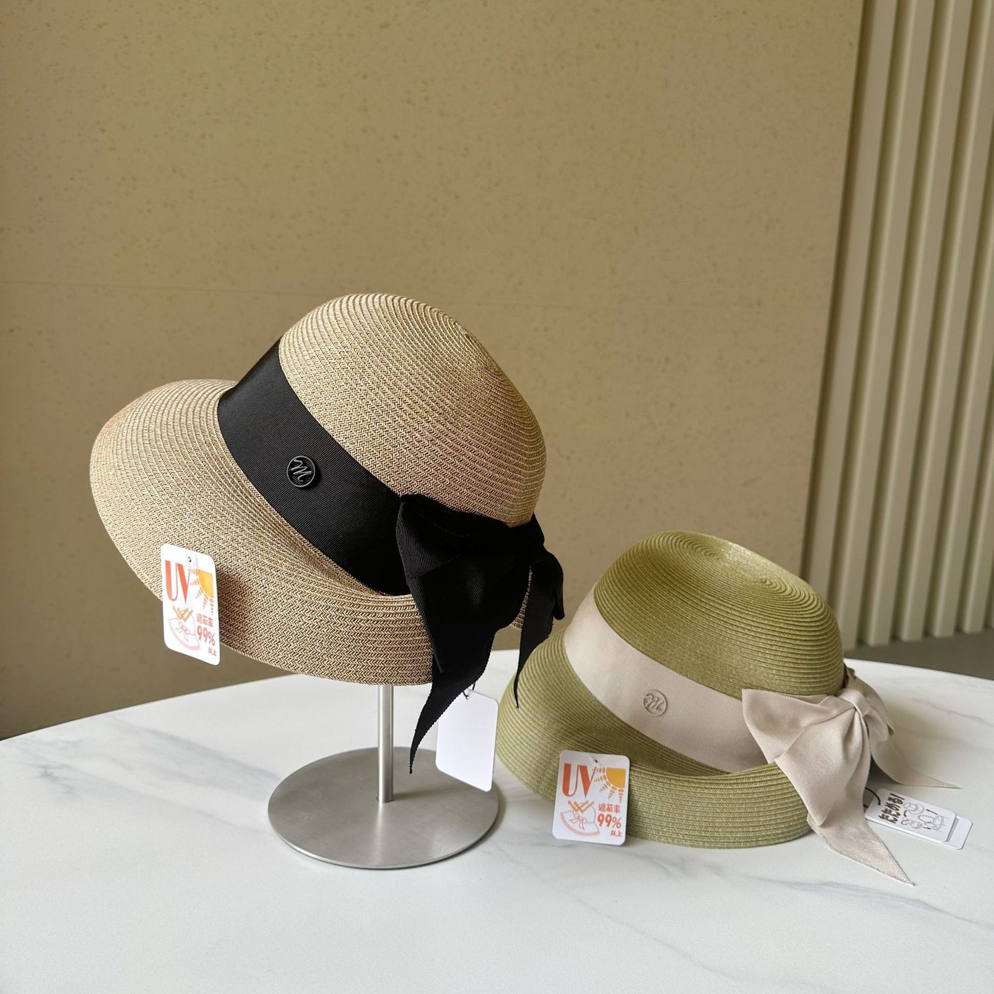 Avocado Green Straw French Elegant Bucket Hat