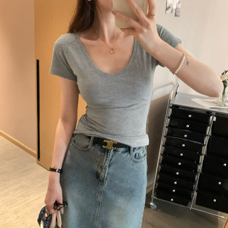 Crew-neck Slim-fit Short-sleeve T-shirt