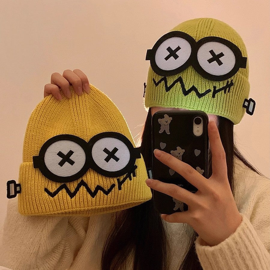 Cartoon-Knit Beanie For Fall And Winter