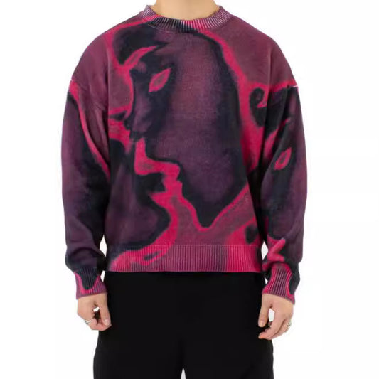 European And American Cartoon Retro Harajuku Print Knitwear