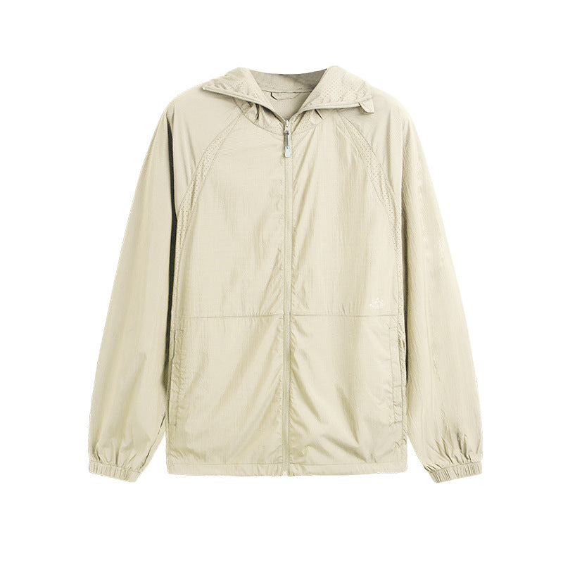UPF100 Lightweight Raw Yarn Sun Protection Clothing Outdoor Sports Hooded Stand Collar Coat