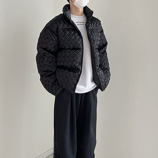 Weaving Stand-up Collar Cotton-padded Clothes In Winter