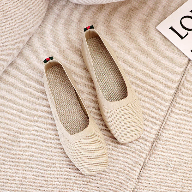Ladies New Knitted Fashion Flat Peas Shoes Casual Shoes