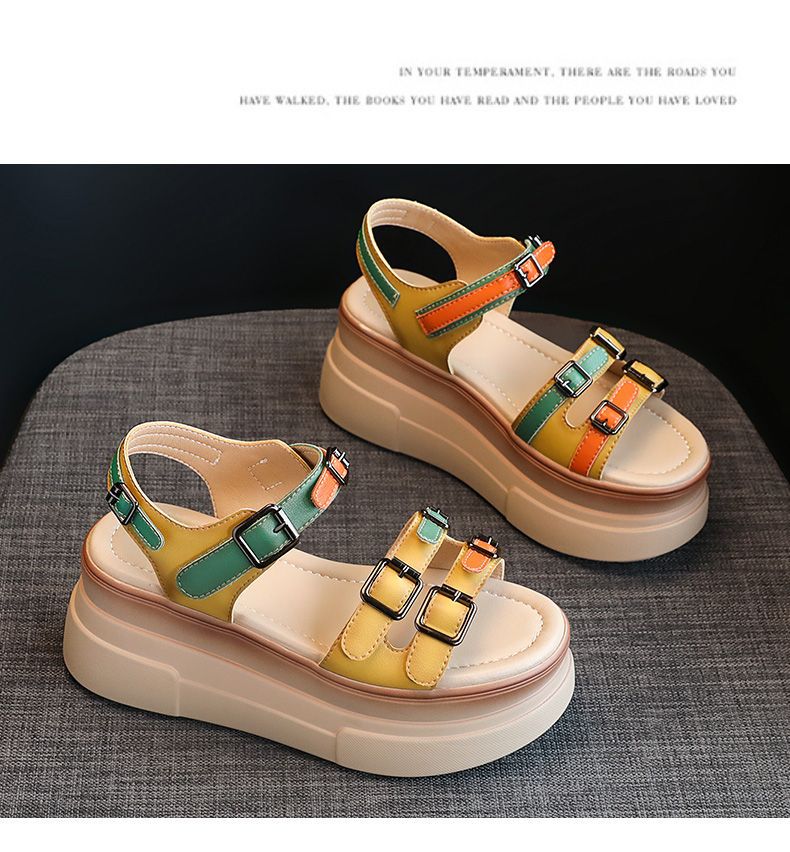 Colorful Color Matching Trendy Women's Summer Platform Sandals