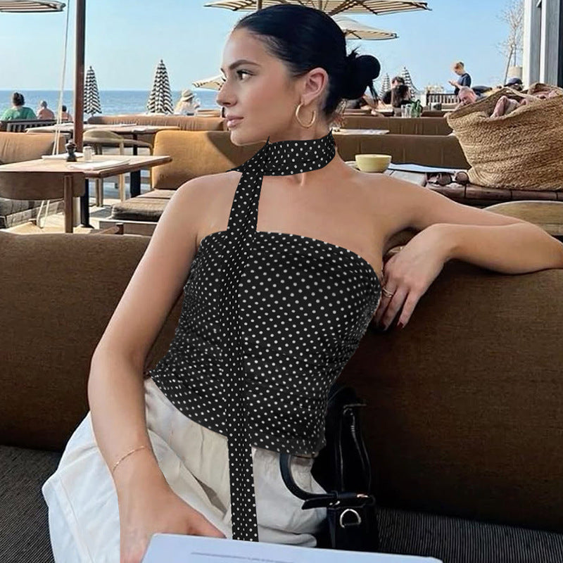 Fashionable Printed Slim-fit Patchwork Tube Top
