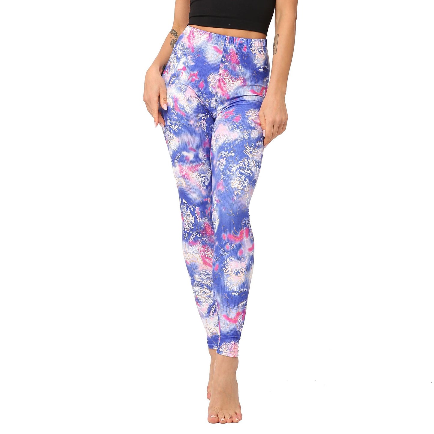 Powder Blue Paisley Print Leggings